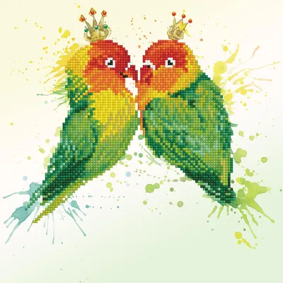 Produktbild von DIAMOND DOTZ® Original Diamond Painting "Love Birds“ 32 x 32 cm ab 8 Jahren