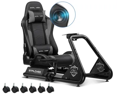 Image de Cockpit de simulation automobile – Siège de simulateur de course – Cockpit de jeu – Haut-parleurs intégrés – Réglable