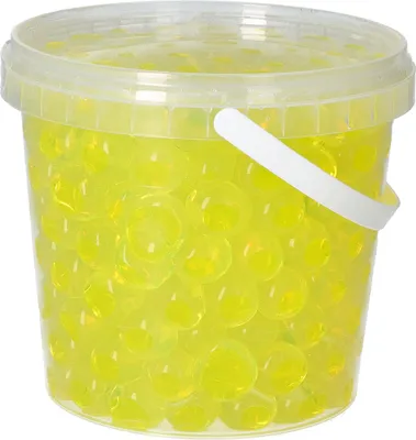 Produktbild von trendfinding 1 Liter Eimer Aqualinos Hydroperlen, Größe 1,5 bis 2,5 cm, Gelb