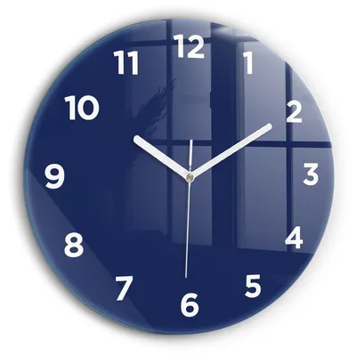 Produktbild von Wallfluent Wanduhr – Stilles Quarzuhrwerk - Uhr Dekoration Wohnzimmer Schlafzimmer Küche - Zifferblatt - weiße Zeiger - 30 cm - Marineblau