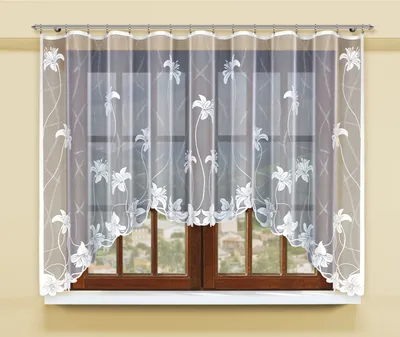 Produktbild von HAFT Gardine mit Kräuselband Bogengardine Fertiggardine Weiß Jacquard-Stoff Store Blumen Motive