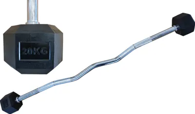 Image de Haltère hexagonal HEX à deux bras 20 kg EZ curve caoutchouté