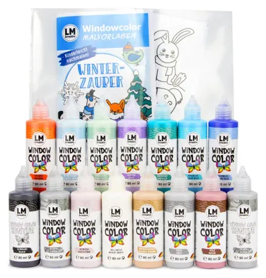 Produktbild von LM-Kreativ Window Color 15er Set Winterzauber – abziehbare Fensterfarbe auf Wasserbasis für Glas, Spiegel und Fliesen