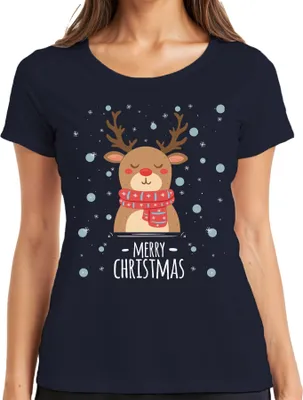 Produktbild von Merry Christmas Rentier Schnee - Weihnachten Weihnachtsgeschenk Christmas Damen T-Shirt, Navy, S
