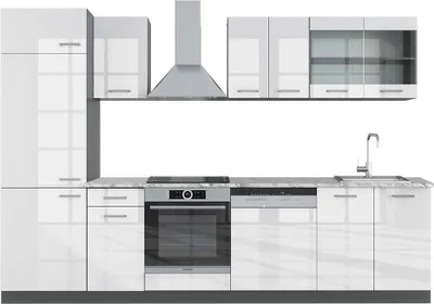 Produktbild von Küchenzeile Vicco R-Line Weiß Hochglanz/Anthrazit 300 cm , AP Marmor, Model 43076