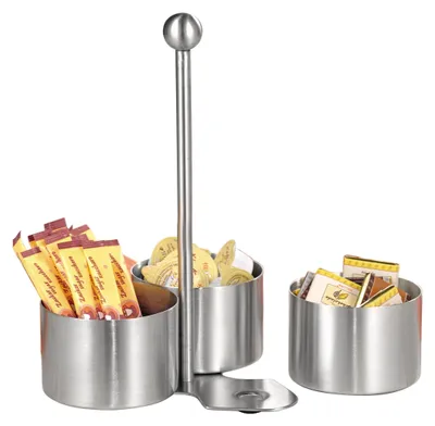Produktbild von Esmeyer Snack- und Dip-Set BOSTON, aus gebürstetem Edelstahl mit 3 Schalen und einem Halter, 400-1790