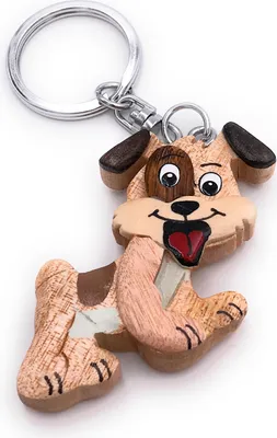 Immagine prodotto di Onwomania portachiavi in legno cane con lingua animale domestico quattro zampe cane casa famiglia cane ciondolo