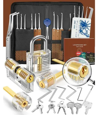Produktbild von Lockpicking Set 41 Teile mit 5 transparenten Übungsschlössern und Handbuch