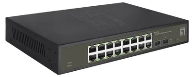 Produktbild von LevelOne Hilbert 18-Port Gigabit Smart Lite Switch, 16 x Gigabit RJ45, 2 x Gigabit SFP, Managed, L2, Gigabit Ethernet (10/100/1000), Rack-Einbau
