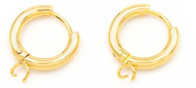 Produktbild von Vintageparts Creolen 316 Edelstahl 24k Goldbeschichtung 15 mm, 2 Stück