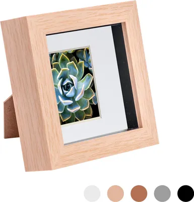 Produktbild von Nicola Spring 4 x 4 3D Shadow Box Bilderrahmen - Craft Anzeigen Bilderrahmen mit 2 x 2 Montieren - Glas Aperture - helles Holz
