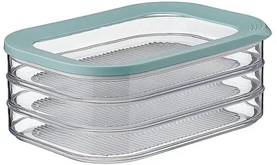 Image de Ibenzoa® : Boîte de conservation transparente et empilable, pour charcuterie, avec couvercle – 1,650 ml, hermétique (joint en vert), sans BPA, lavable au lave-vaisselle, organisateur de réfrigérateur