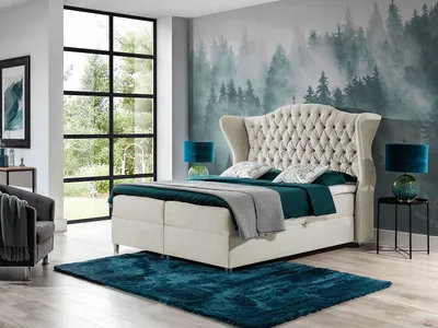 Obrázek produktu pro Kontinentální manželská postel 180x200 NEIVA - béžová + topper