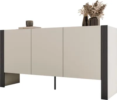 Produktbild von MIRJAN24 Kommode 150 3D Tore 03 mit drei Drehtüren (Farbe: Cashmere / Cashmere + Schwarz)