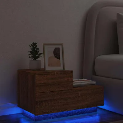 Produktbild von vidaXL Nachttisch mit LED-Leuchten Braun Eichen-Optik 70x36x40,5 cm