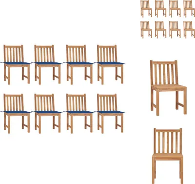 Produktbild von vidaXL Gartenstühle 8 Stk. mit Kissen Massivholz Teak -  Gartenstühle