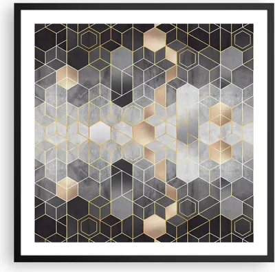 Produktbild von Gerahmtes Poster - Schwarzer Rahmen - Geometrisch Abstraktion Sechsecke - 60x60 cm - Wand Bild - Wanddeko - Wandbilder - Kunstposter - Wandposter - Bilderrahmen - Bilder - Kunstdruck - P2BAC60x60-4776