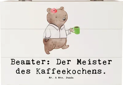 Produktbild von Mr. & Mrs. Panda Truhe Beamter Kaffeemeister 22 x 15 cm - Weiß - Geschenk, Berufsleben, Geschenke für Beamten, Büro, Berufsgruppe, Box, Berufstätige, Beruf, Jubiläen