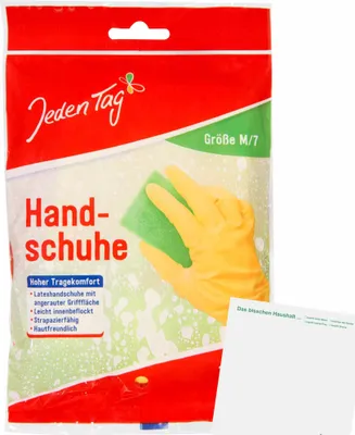 Produktbild von Jeden Tag Haushalts-Handschuhe Gr. M (1Paar Packung) + usy Block