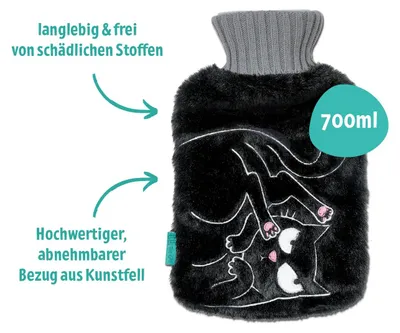 Produktbild von Ed the Cat Plüsch-Wärmflasche 700ml - Wärmflasche mit weichem Katzen-Design