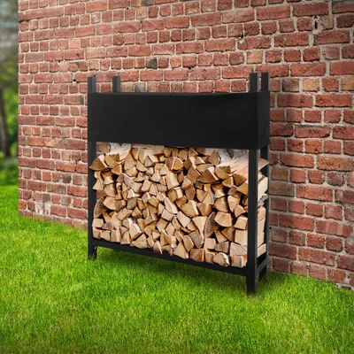 Produktbild von ML-Design Metall Kaminholzregal mit Abdeckung, Anthrazit, Stapelhilfe Außen mit Schutzhülle, 0,5m³/1 SRM