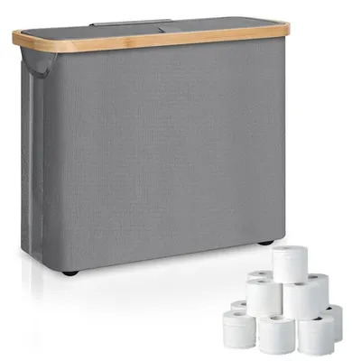 Produktbild von Inovra – Toilettenpapierhalter, Toilettenpapieraufbewahrung mit Deckel, Sichtfenster, Organizer für Toilettenpapierrollen, Aufbewahrung für Toilettenpapier, Badezimmer-Organizer für 8-12 Toilettenpapierrollen (grau)