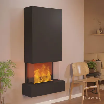 Produktbild von GLOW FIRE Elektrokamin 'Hölderlin Hoch'| Wasserdampf Kamin mit OMC 500 in schwarz als Wandkamin| HxBxT: 158x80x30 cm