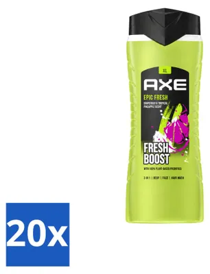 Zdjęcie produktu dla 20 sztuk żelu pod prysznic 3 w 1 AXE Epic Fresh, pojemność 400 ml - zestaw ekonomiczny