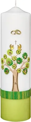 Produktbild von Hochzeitskerze mit Namensverzierung und Geschenkkarton, 300 x 80 mm, Nr. 78, Original handverzierte Kopschitz Brautkerze Kerze in bester Brennqualität