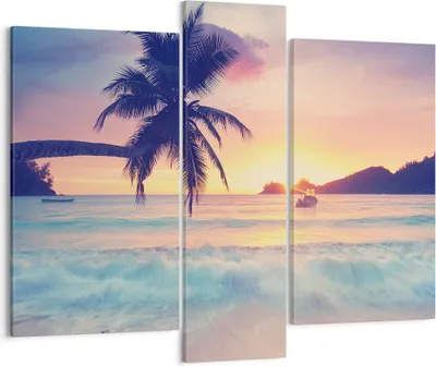 Produktbild von Bild auf Leinwand - Leinwandbild - Meer Strand Palme - 95x80cm - Wand Bild - Wanddeko - Wandbilder - Leinwanddruck - Bilder - Kunstdruck - Wanddekoration - Leinwand bilder - Wandkunst - CB95x80-3992