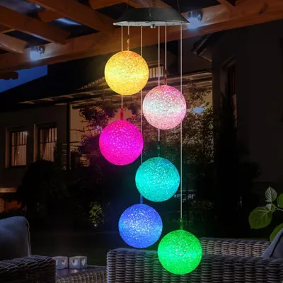 Solar-Windspiel, bunt, 6,35x6,35 cm, Kunststoff, für Außen