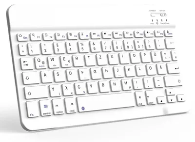 Produktbild von Kabellose Bluetooth Tragbare Tastatur mit deutschem QWERTZ Layout Weiß