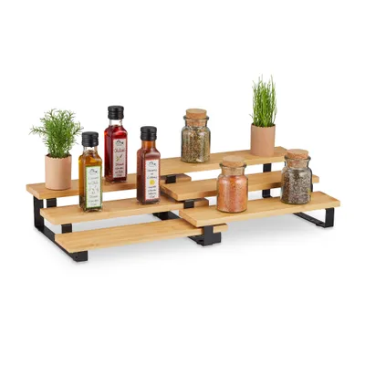 Produktbild von relaxdays Wysuwany stojak na przyprawy wykonany z bambusa