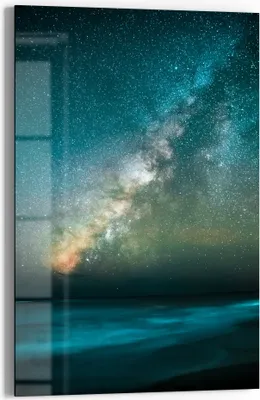 Produktbild von DEQORI Glasbild Echtglas 60x90 cm 'Galaktischer Ozeanglanz' Wandbild Bild modern Deko