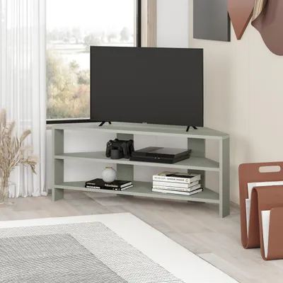 Produktbild von DECORTIE Thales Modernes Eck-Fernsehgerät Multimedia-Center TV-Esche Grün 110 x 36 x 45 cm