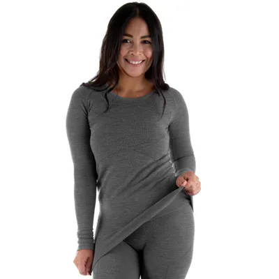 Produktbild von Black Snake® Damen Thermounterwäsche Langarm Unterhemd mit Merino Wolle - Grau Melange - L