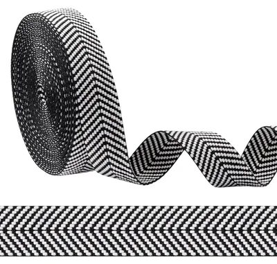 Baumwollband 12 Yards, 3,8 cm, schwarz-weiß, monochrom, für DIY und Nähzubehör