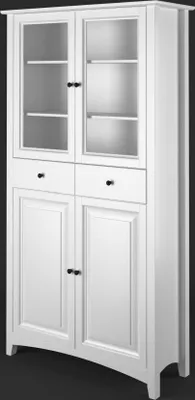 Produktbild von Vitrine Kiefer Vollholz massiv weiß Lagopus 111 - Abmessungen: 200 x 80 x 42 cm (H x B x T)