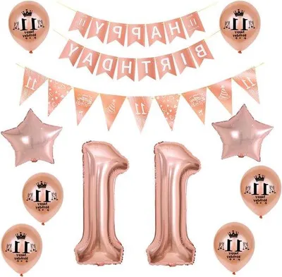 Image de Bannière de décoration d'anniversaire rose pour une fille de 11 ans