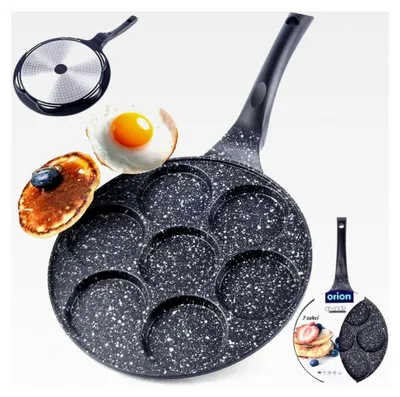Produktbild von ORION Augenpfanne Ø 27 cm | Pfanne für 7 Spiegeleier | Crepepfanne für Gas und Induktion, mit Antihaftbeschichtung