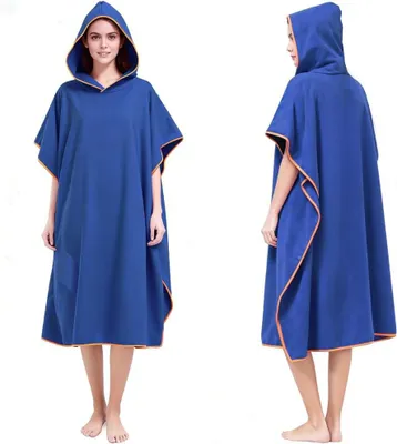 Produktbild von Mikrofaser Poncho Bademantel, extra groß, mit Kapuze, für Strand