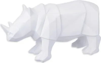 Produktbild von Polygonale Figur Nashorn aus Kunstharz weiß Replikat Retro Design Dekoration