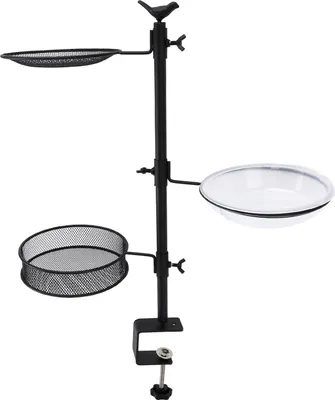 Image de Mangeoire à oiseaux de terrasse pour montage sur rambarde détachable Balcon extérieur Trois plateaux Bain Clôture