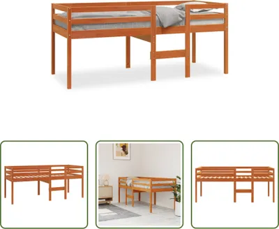 Produktbild von The Living Store Hochbett Wachsbraun 90x200 cm Massivholz Kiefer