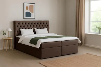 Produktbild von KSHOMECONCEPT Boxspringbetten LAVIDO mit Bonell Matratze H3 und Topper, Zwei Bettkasten 180x200 cm, Braun