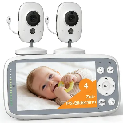 Produktbild von Babyphone HD 4 Zoll mit 2 Kameras Video Babyphone ohne WLAN VOX Nachtsicht Babyfon 2-Wege-Gespräch Erweiterbar auf bis zu 4 Babykameras