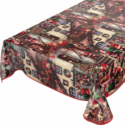 Produktbild von Tischdecke Wachstuch Weihnachten Rot Robust Wasserabweisend Breite 140 cm Länge 280 cm