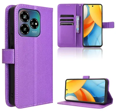 Produktbild von Für ZTE Blade V60 Vita / Axon 60 Lite Diamantstruktur Kunst Leder Handyhülle Lila