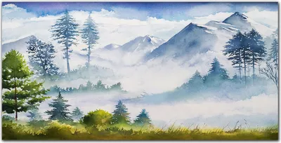 Produktbild von Coloray Küchenrückwand 140x70 Spritzschutz aus Glas - Landschaft Berge Baum