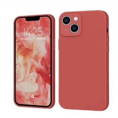 Produktbild von Liquid Silikon Hülle für Apple iPhone 14 Serie - Farbe: Rot - Modellkompatibilität: Für Apple iPhone 14 - Displayglas: Ohne 9H Displayglas